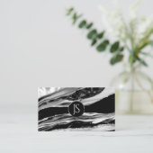 Carte De Visite Marbre noir, argent et mère de Pearl (Debout devant)