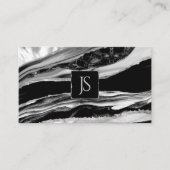 Carte De Visite Marbre noir, argent et mère de Pearl (Devant)