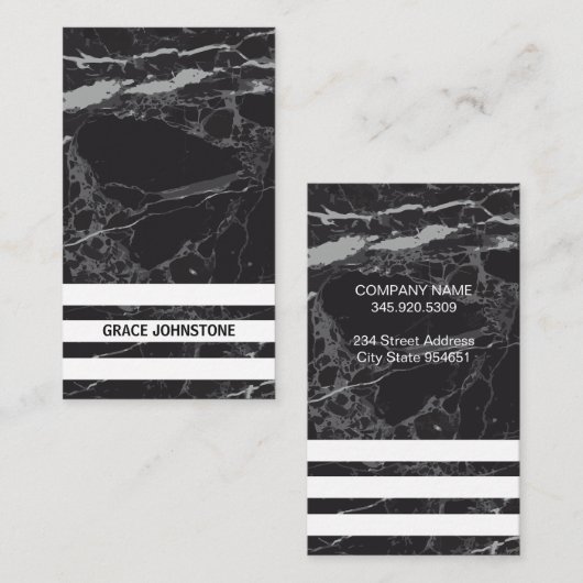 Carte De Visite Marbre noir | Barres triées (Devant / Derrière)