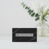 Carte De Visite Marbre noir blanc (Debout devant)