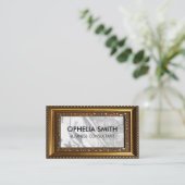 Carte De Visite Marbre noir blanc | Cadre décoratif or (Debout devant)