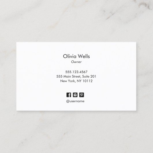 Carte De Visite Marbre noir blanc manuscrit Script Calligraphie (Dos)