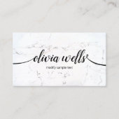 Carte De Visite Marbre noir blanc manuscrit Script Calligraphie (Devant)