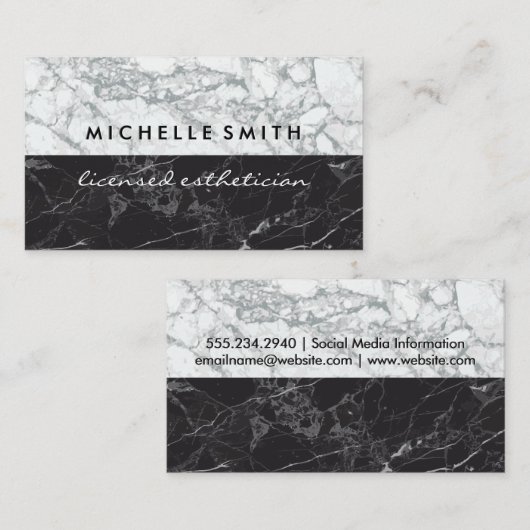 Carte De Visite Marbre noir | Blanc marbre (Devant / Derrière)
