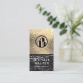 Carte De Visite Marbre noir | Bloc de couleur Gold Foil (Debout devant)