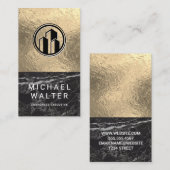 Carte De Visite Marbre noir | Bloc de couleur Gold Foil (Devant / Derrière)