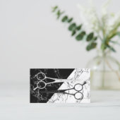 Carte De Visite Marbre noir de coiffeur et blanc moderne de (Debout devant)