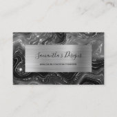 Carte De Visite Marbre noir de luxe Agate Glam Silver Foil (Devant)