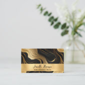 Carte De Visite Marbre noir de luxe et huile d'or (Debout devant)