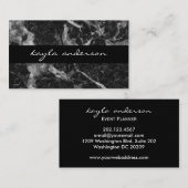Carte De Visite Marbre noir élégant Abstrait professionnel (Devant / Derrière)