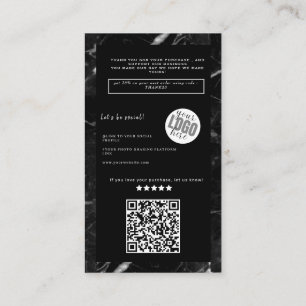 Carte De Visite Marbre noir élégant et luxueux Oder merci