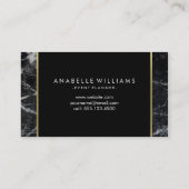 Carte De Visite Marbre noir élégant et texture imprimée en or (Dos)