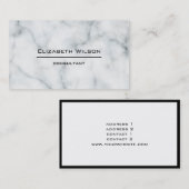 Carte De Visite marbre noir et blanc professionnel élégant uni (Devant / Derrière)