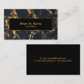 Carte De Visite Marbre noir et design or métallique (Devant / Derrière)