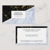 Carte De Visite Marbre noir et gris Design géométrique (Devant / Derrière)