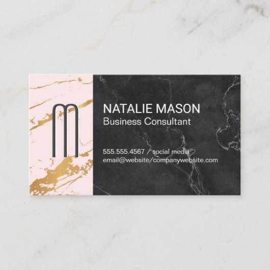 Carte De Visite Marbre noir et or (Devant)