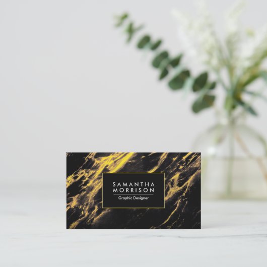Carte De Visite Marbre noir et or (Debout devant)