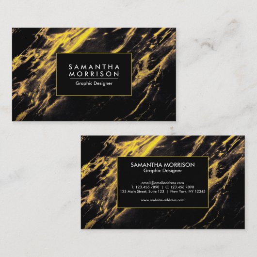 Carte De Visite Marbre noir et or (Devant / Derrière)