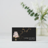 Carte De Visite Marbre noir et or Fancy Chef pâtisserie (Debout devant)