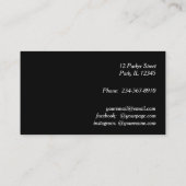 Carte De Visite Marbre noir et or Fancy Chef pâtisserie (Dos)