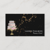 Carte De Visite Marbre noir et or Fancy Chef pâtisserie (Devant)