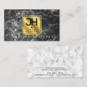 Carte De Visite Marbre noir et or moderne Monogramme voiture d'aff (Devant / Derrière)