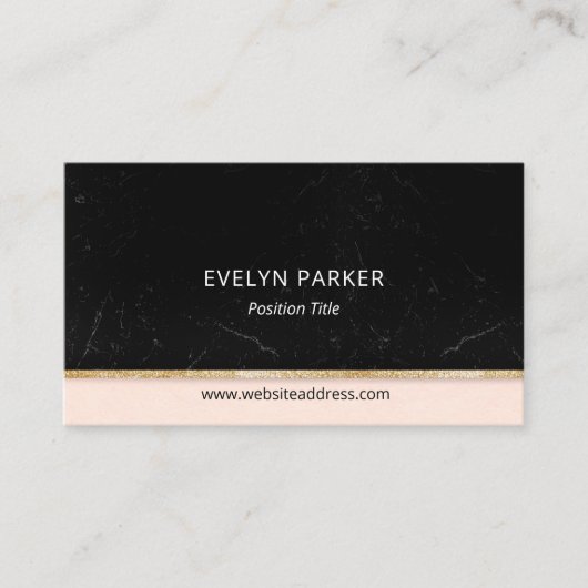 Carte De Visite Marbre noir et Parties scintillant or (Devant)