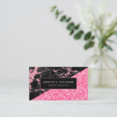 Carte De Visite Marbre noir et rose moderne et Parties scintillant (Debout devant)