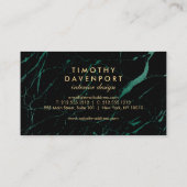Carte De Visite Marbre noir et vert avec Faux Gold Text II (Dos)