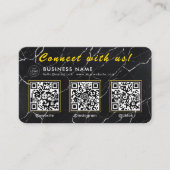 Carte De Visite Marbre Noir Luxueux 3 Code QR Multi Social (Devant)