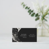 Carte De Visite Marbre noir moderne & Argent Formel personnalisé (Debout devant)