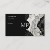 Carte De Visite Marbre noir moderne & Argent Formel personnalisé (Dos)