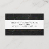 Carte De Visite Marbre noir moderne avec le blanc et l'or (Dos)