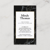 Carte De Visite Marbre noir moderne Faux Gold Frame (Dos)