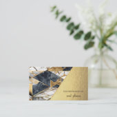 Carte De Visite Marbre noir moderne géométrique (Debout devant)