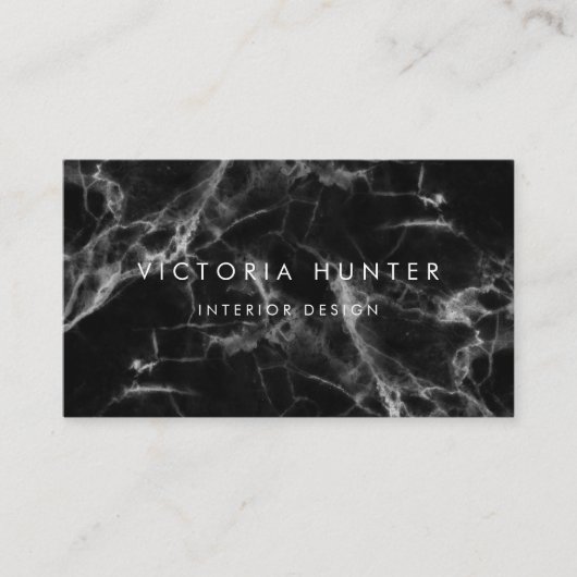 Carte De Visite Marbre noir moderne Typographie simple (Devant)