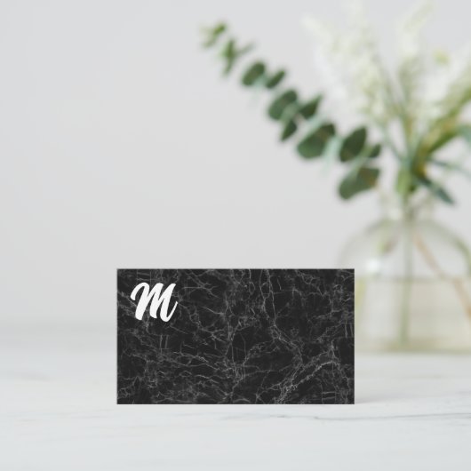 Carte De Visite Marbre noir | Monogramme (Debout devant)
