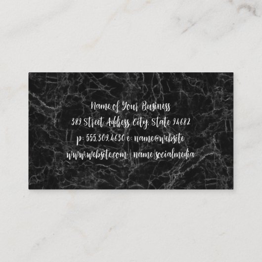 Carte De Visite Marbre noir | Monogramme (Dos)