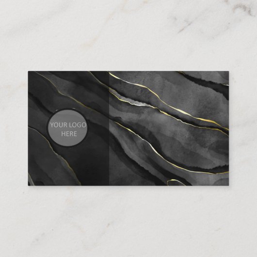 Carte De Visite Marbre Noir Or Luxe Avec Logo (Dos)
