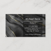Carte De Visite Marbre Noir Or Luxe Avec Logo (Devant)