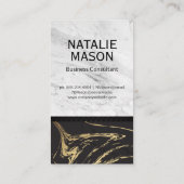 Carte De Visite Marbre noir or | Monogramme gravé Marbre blanc (Dos)