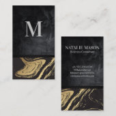 Carte De Visite Marbre noir or | Texture noire (Devant / Derrière)