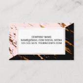 Carte De Visite Marbre noir rose | Speckled Gold | Monogramme (Dos)