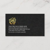 Carte De Visite Marbre noir Texture or Handyman Outils Lignes (Dos)