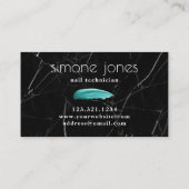 Carte De Visite Marbre noir turquoise à ongles (Dos)