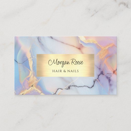 Carte De Visite Marbre & Or, code QR (Devant)