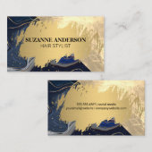 Carte De Visite Marbre or et bleu (Devant / Derrière)