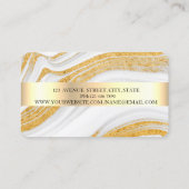 Carte De Visite Marbre Or Moderne Elégant Pierre Noir, Ciseaux (Dos)