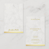 Carte De Visite Marbre Or Nom du script à main Modèle Professionne (Devant / Derrière)