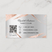 Carte De Visite Marbre or rose argent Code QR logo de l'entreprise (Dos)